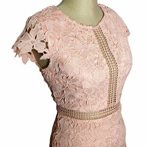 Main Strip Dress Womens Size M Blush Pink Floral Lace Crochet Lattice Cutout